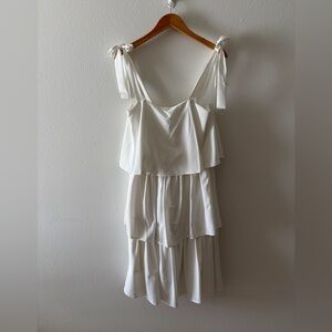 Chic White Layered Midi Dress